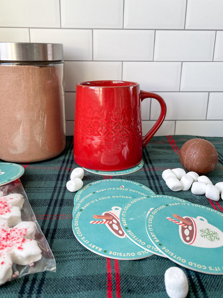 Hot Cocoa Coasters + Conversation Starters/Game Stickers