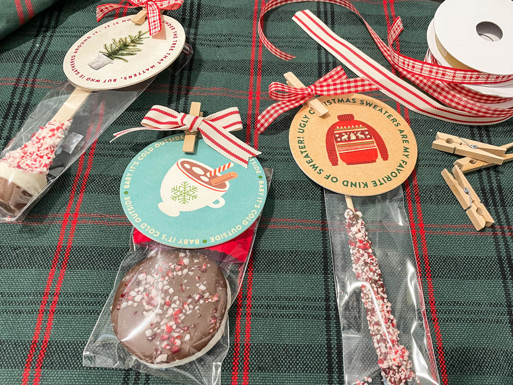 Christmas Tree Coasters + Conversation Starter/Game Stickers